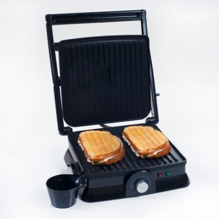 HASTINGS HOME Panini Press Indoor Grill and Gourmet Sandwich Maker, Electric with Nonstick Plates by Hastings Home 890044SQI